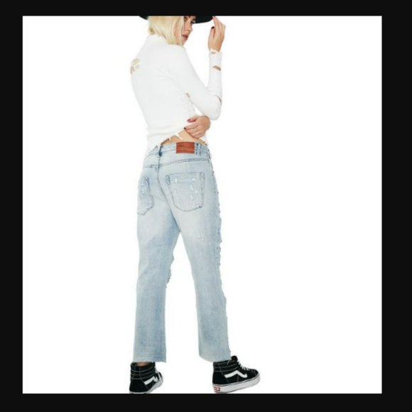 One Teaspoon Hooligans Boyfriend Distressed Jeans w29/Light Blue in 100% cotton - Picture 2 of 3